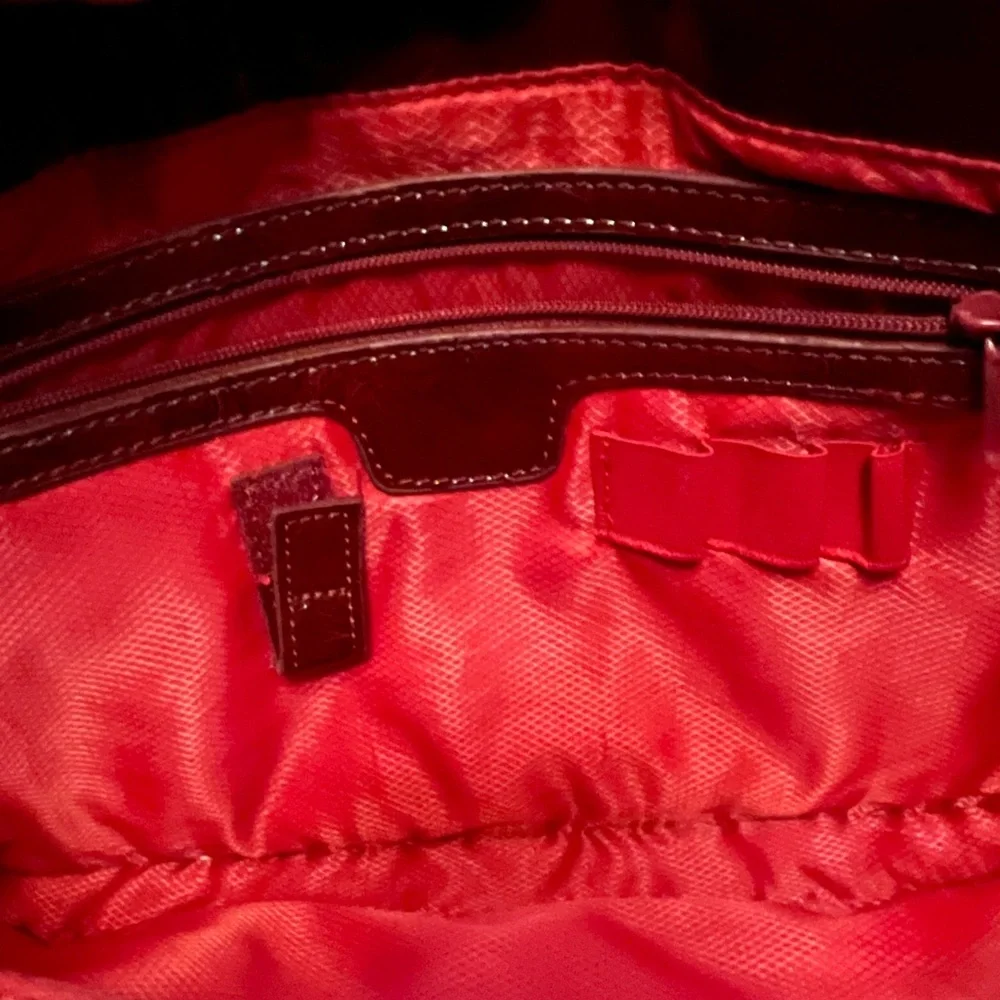 - Red Reptile Embossed Leather Shoulder Bag! EUC!